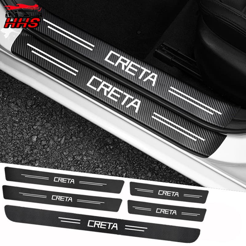 Para Hyundai Creta Fibra De Carbono Adesivo Protetor De Porta De Carro Auto Threshold Tiras Anti-risco Protetor