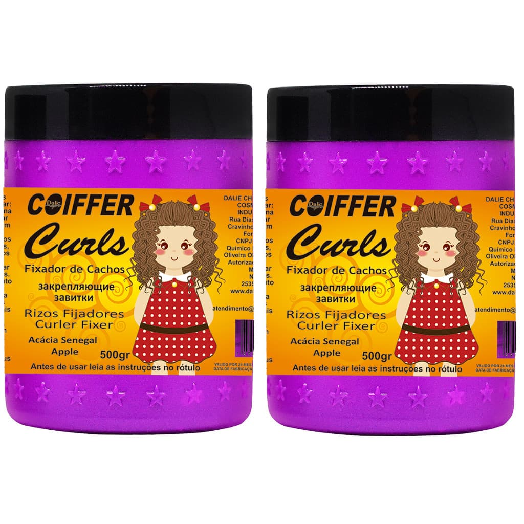 Kit Com 2 Creme Fixador de Cachos Gelatina Curls 500g Coiffer No Poo Low Poo