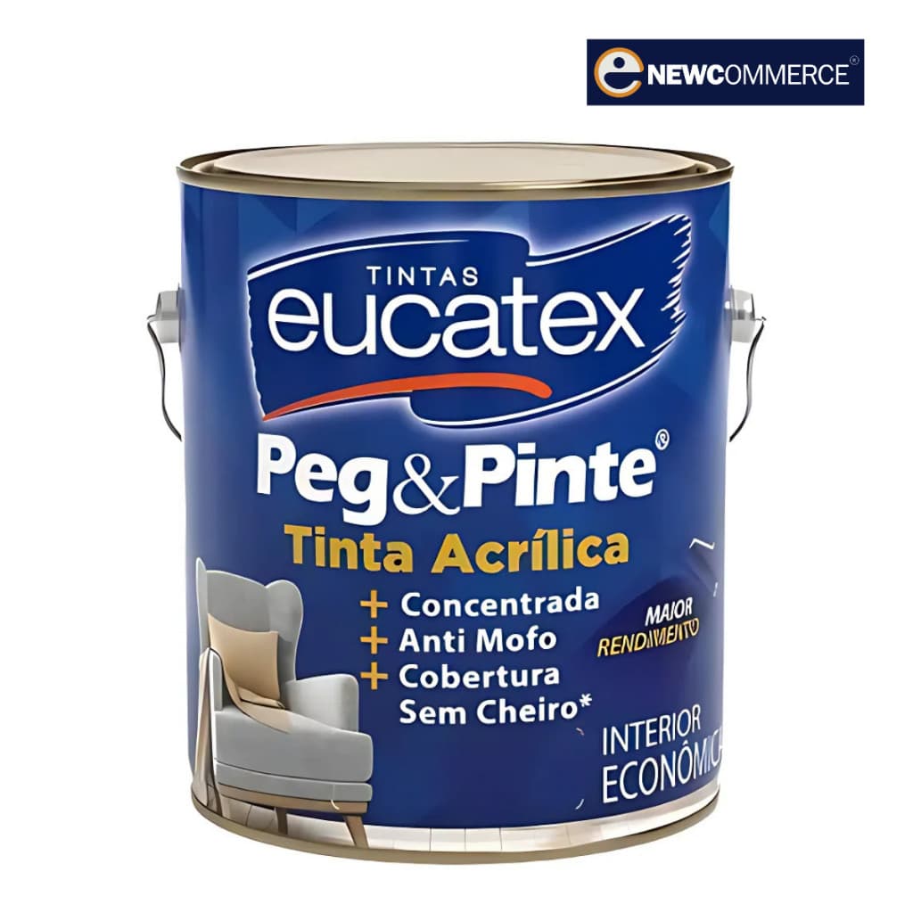 Tinta Acrílica Peg&Pinte 3,6L Antimofo Interior Eucatex - Escolha sua cor!