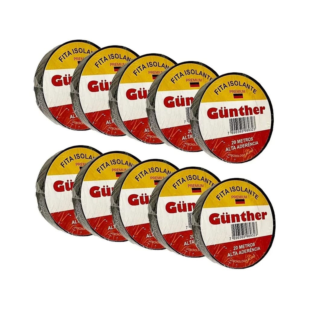 Fita Isolante Gunther Premium 18 Mm X 20mts Kit 10 Fitas