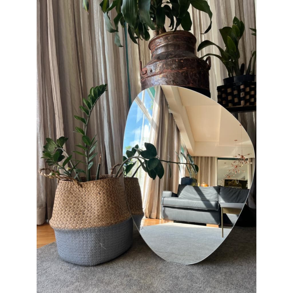 Espelho Orgânico Vertical Decorativo Sala 80cm Com Suporte