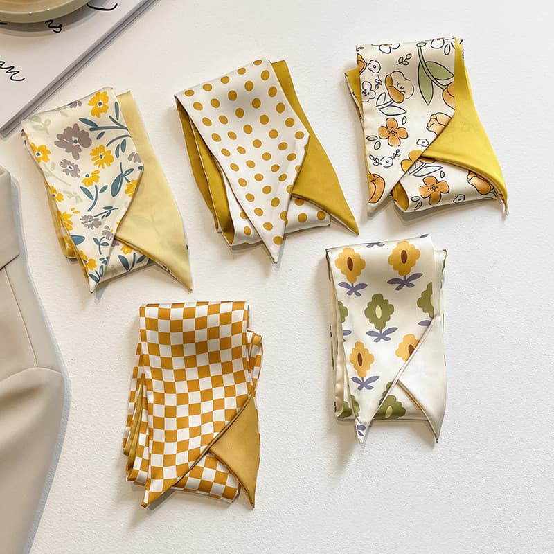 Laço De Fita De Cabelo Estilo Coreano Amarelo Elegante Para Bolsa Lenço De Seda Moderno Acessório De Faixa Perfeito Uso