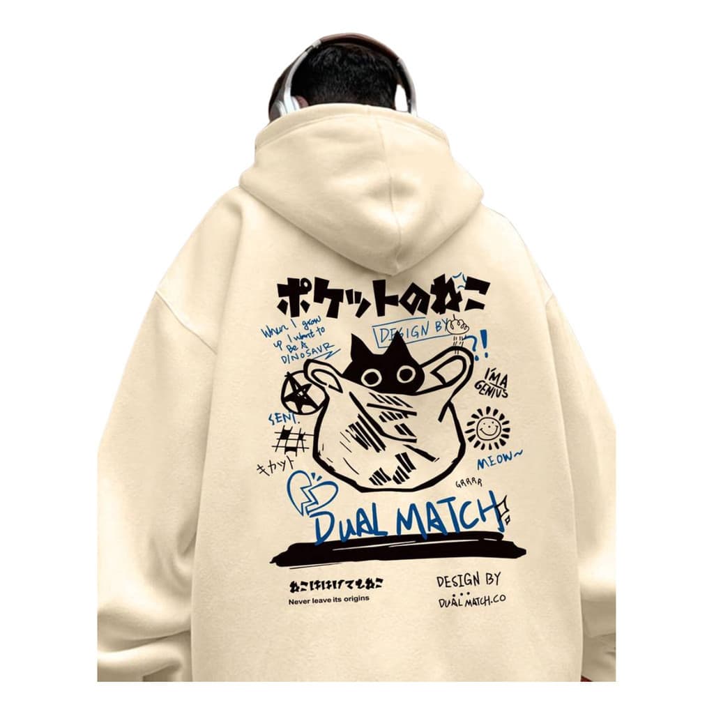 Moletom Canguru Japonês Black Cat Streetwear Inverno Bt268