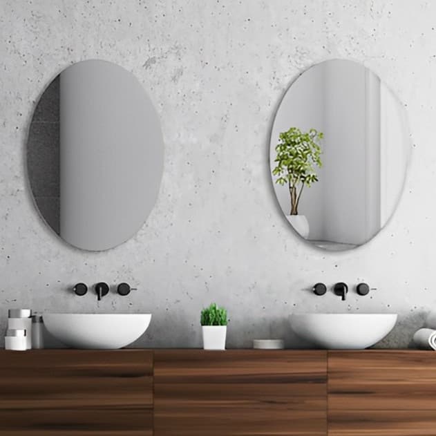 Espelho Adesivo Acrílico Oval - Tamanhos 20x30cm a 40x60cm - Kit com 1 e 2 peças - Decoração Moderna