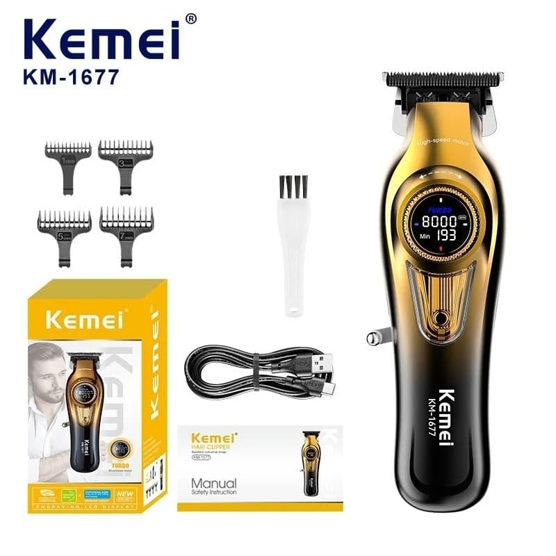 Kemei Recarregável Barbeiro Máquina De Cortar Cabelo Elétrica Sem Fio Aparador De Profissional Masculino km-1677
