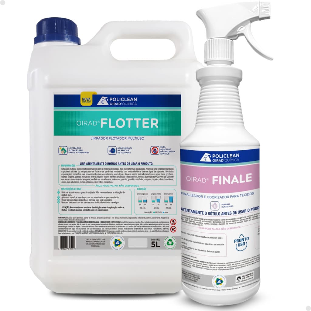 Kit Limpeza Cheiro de Rico Finalizador Odorizador Finale 1 Litros Flotador Flotter Multiuso 5 Litros