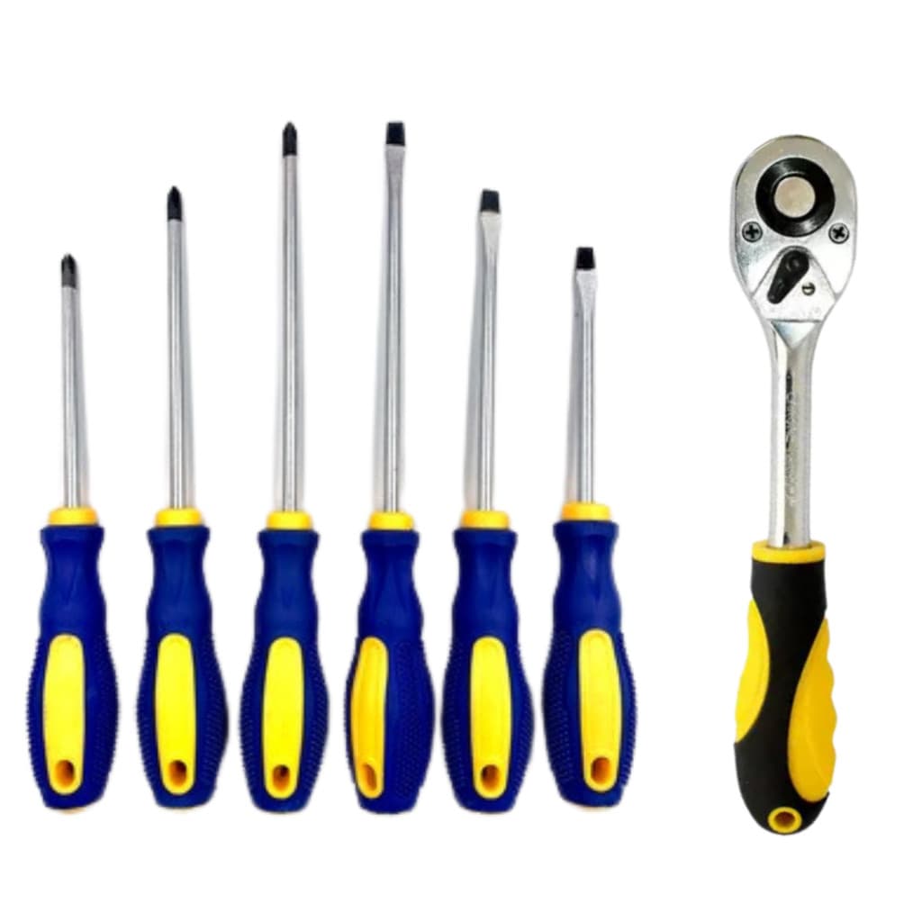 Kit Chave De Fenda Philips 6 Peças Imantada + Chave Soquete 1/2