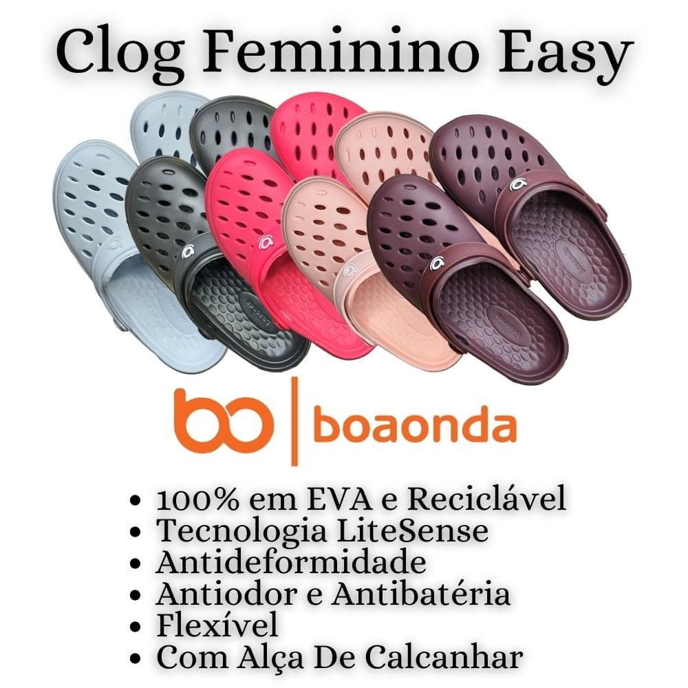 Clog Babuche Feminina Easy 100% EVA Antiodor Boaonda