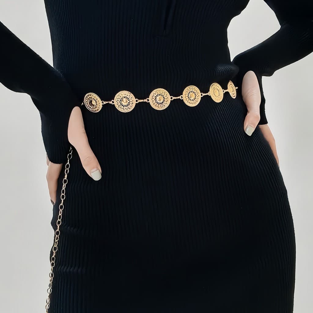 Cinto Designer De Ouro Das Mulheres Da Cintura Cadeia De Moda Cinto De Moeda Vestido De Ouro Prata Estilo Cinto De Metal