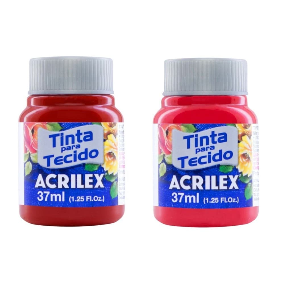 Tinta Tecido Fosca 37ml Vermelho Natal e Profundo Acrilex