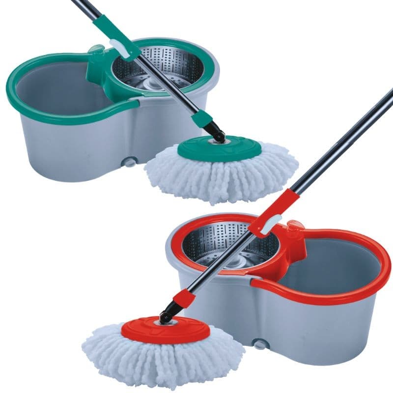 Mop Esfregão Giratório Inox Balde e Refil de Microfibra Cesto de Alumínio 12 Litros Sete Estrelas