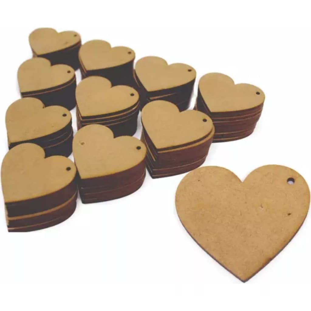 50 Apliques De Coração Tag 5x5cm Mdf  Para Lembrancinhas Presentes Peça Personalizado Somente com as Iniciais