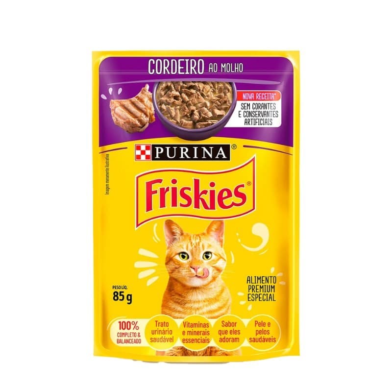 SACHÊ FRISKIES GATOS ADULTOS CORDEIRO AO MOLHO 85G