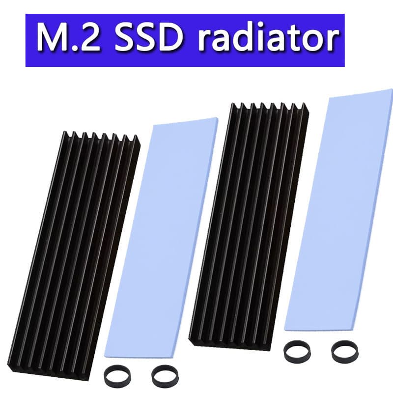 Dissipador de Calor M.2 com Almofadas de Silicone Térmicas, Dissipador de Calor SSD 2280 com 2 Faixas de Borracha Preta