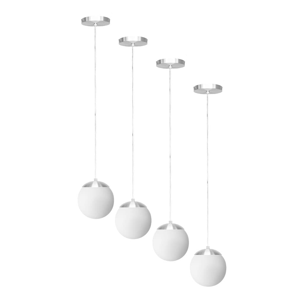 KIT C/4 LUSTRE PENDENTE GLOBO JABUTICABA STUTTGART ESCOVADO
