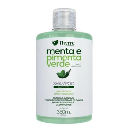 Shampoo Menta & Pimenta Verde 350ml Hidratante Capilar Com Balsamo Pré Reabilitação Thyrre Cosmetics