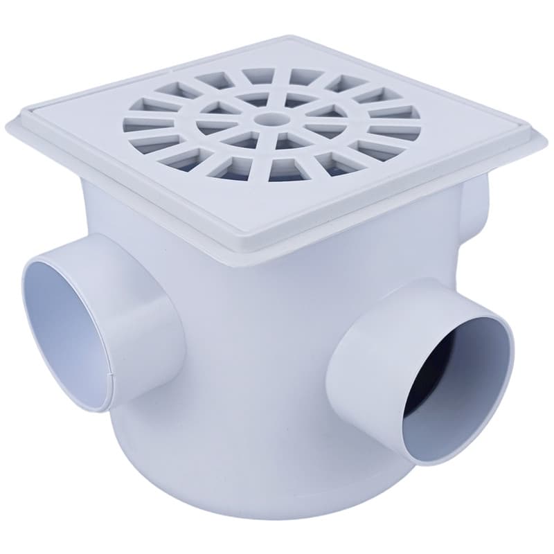 Caixa Sifonada Herc Reforçada 100x100x40 Completa Com Ralo 3 Entradas 40mm 1 Saída 40mm DN40