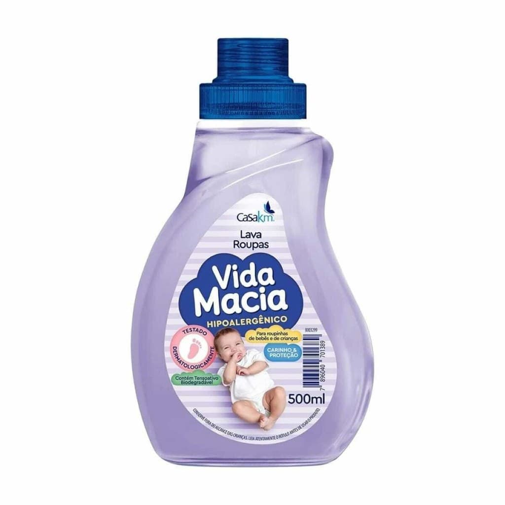 Lava Roupas Líquido Bebê Hipoalergenico Vida Macia 500ml