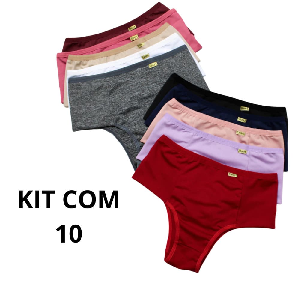 Kit Calcinha Feminina Cós Alto Pós Parto Cintura Alta Modeladora compressão