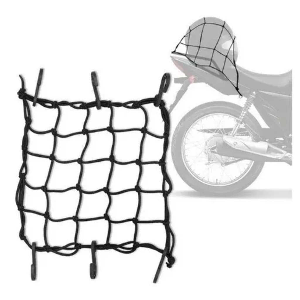 Redinha Elástica Bagageiro Capacete Moto 35X35 Preta