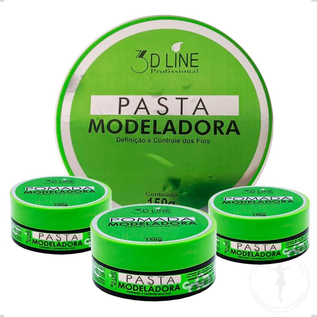 3un Pasta Modeladora Para Cabelos Pomada Incolor 150g 3D Line Controle Fio Barber Salão