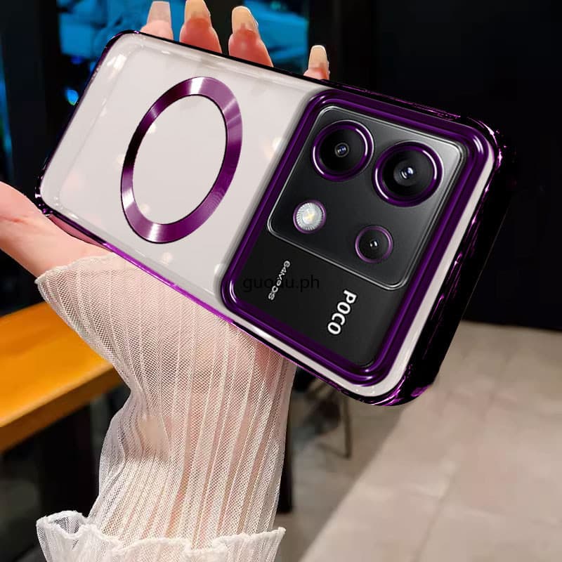 Invólucro poco x6 xiaomi pro 5G Capa De Telefone Borda Dourada Macia Amortecedor Transparente Com Anel De Sucção Magnéti
