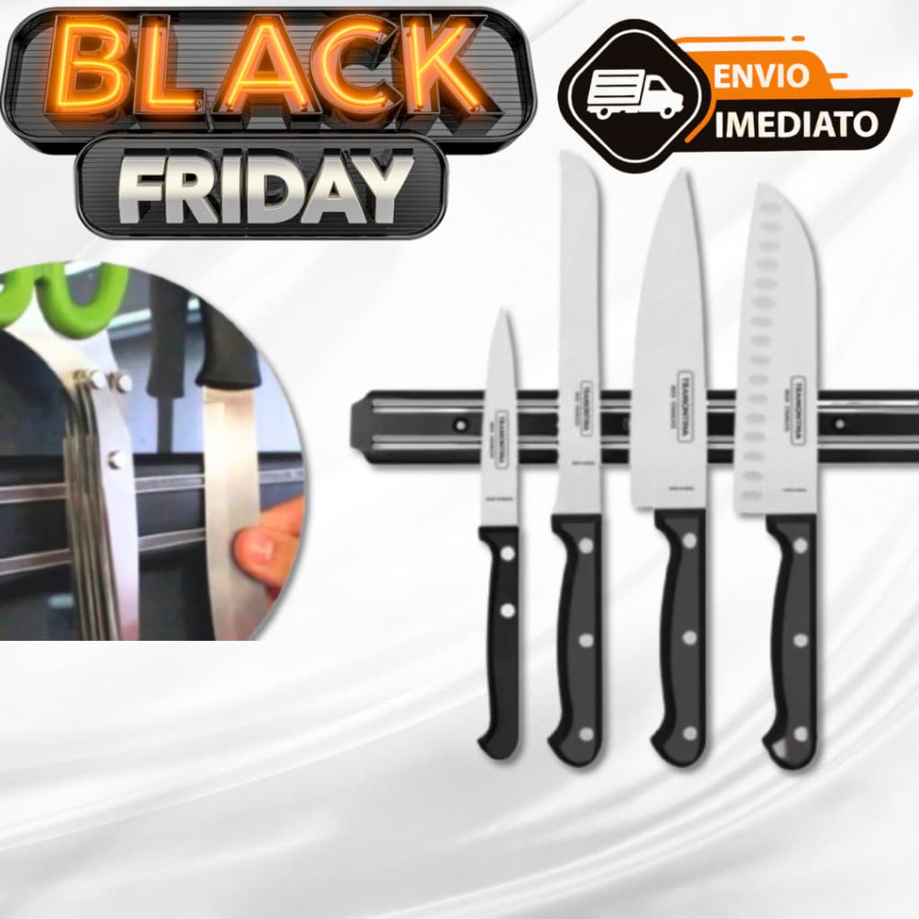 Barra Magnética 33cm De Parede Para Faca E Utensílios Organizador Porta Facas Imã Faqueiro Suporte Cozinha