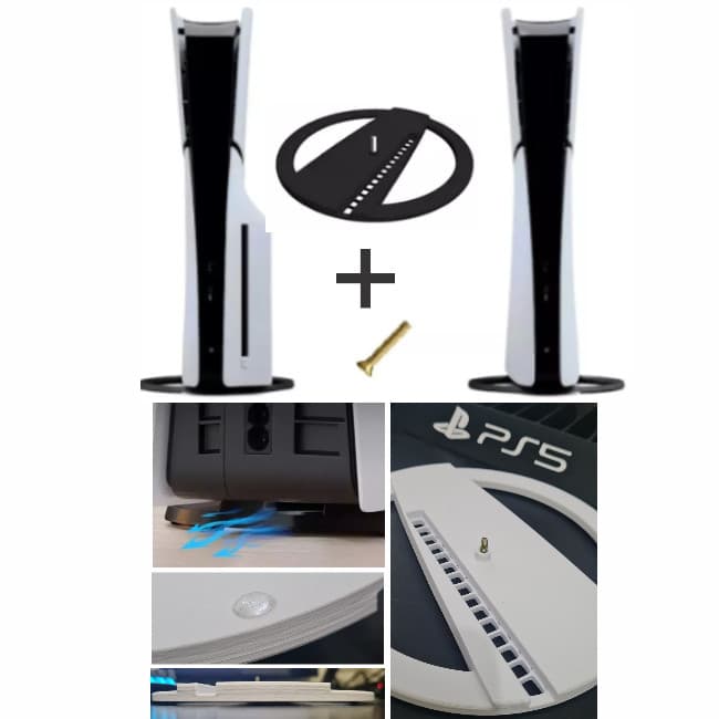 Suporte PLAYSTATION 5 Fat Slim e Pro +Parafuso+Antiderrapante base silicone- Varias Cores