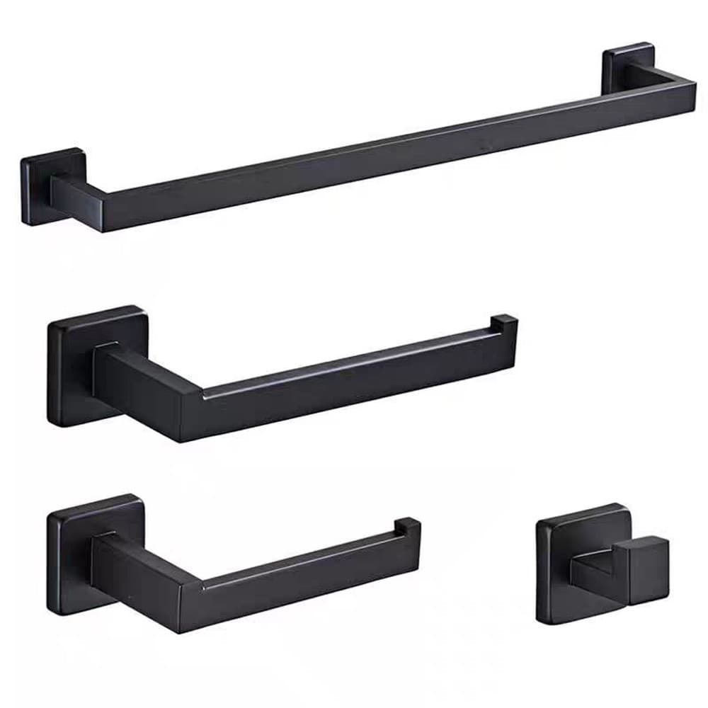 Preto Kit Banheiro Acessórios Para Completo 4 Peças Inox 40/60cm Toalheiro De Banheiro