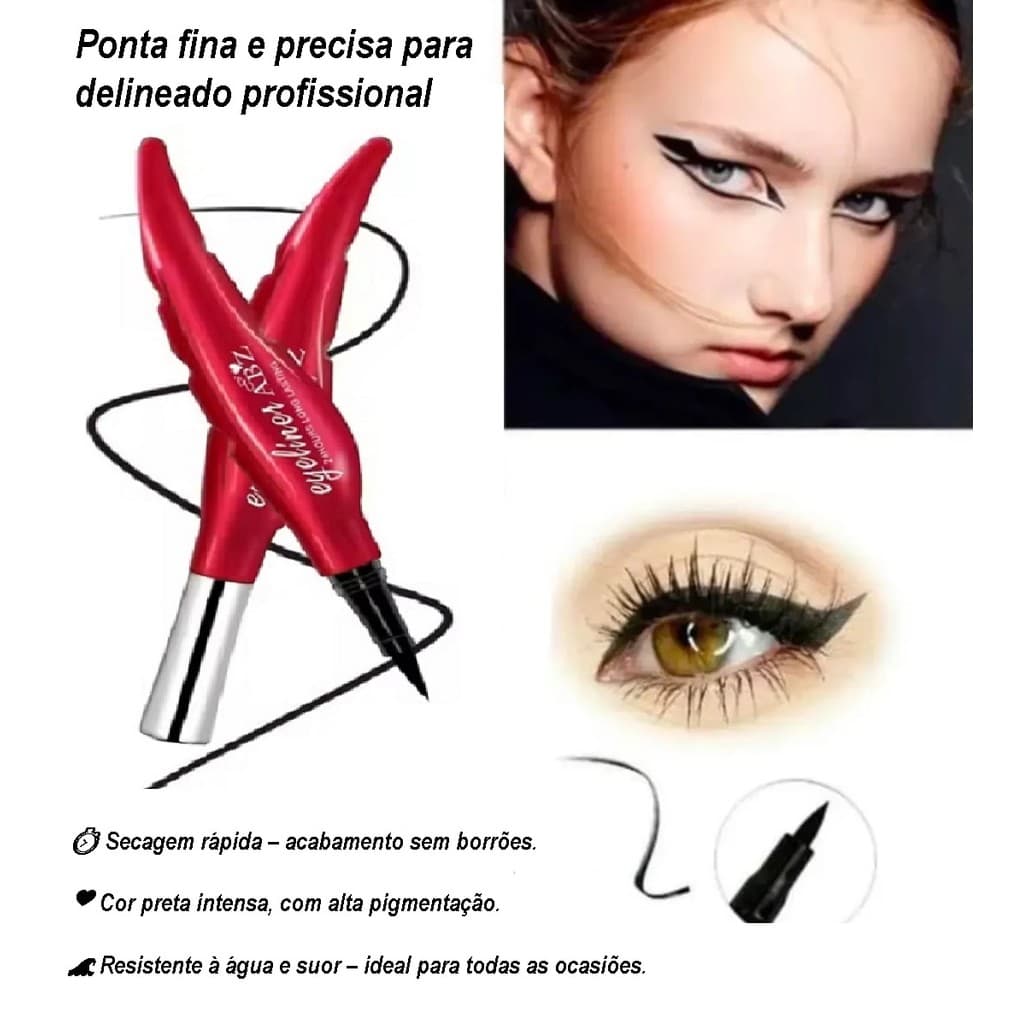 Delineador Líquido Preto à Prova D'Água – ABZ Beauty Secrets | Ponta Fina, Secagem Rápida