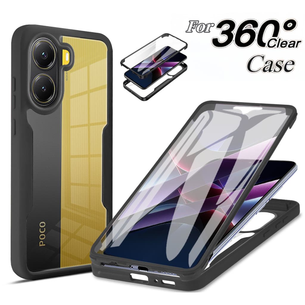 Capa Para Xiaomi Poco X8 M8 M7 X7 X6 F8 X5 Pro C85 C75 C65 360 Proteção De Tela De Silicone Completa À Prova De Choque D