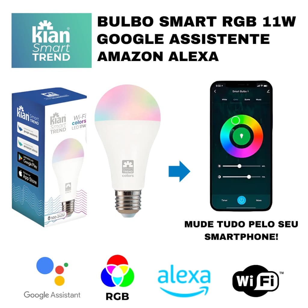Lâmpada Inteligente LED Smart WI-FI Alexa 10W RGB (2700K-6500K) Bivolt