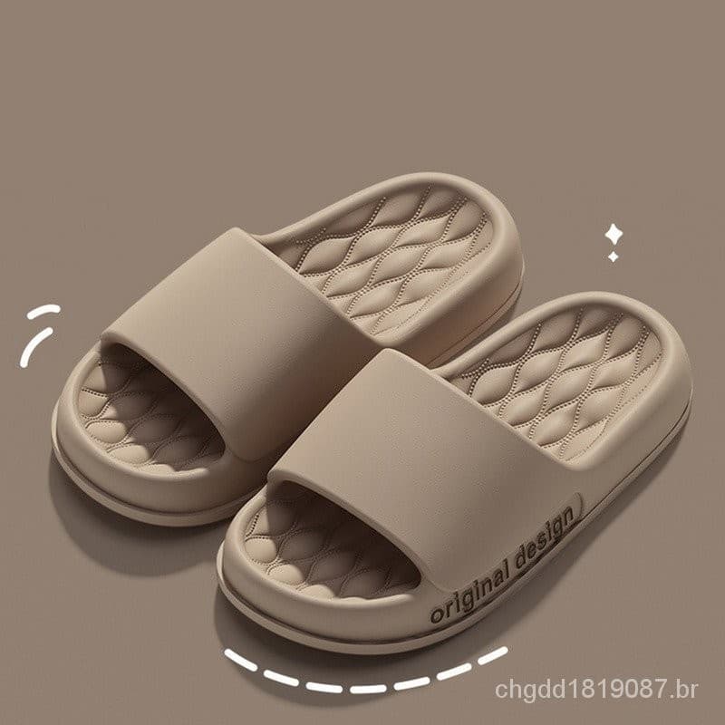 4CM Chinelo Feminino Com Sola Grossa Antiderrapante Cor Lisa Para Verão 2024