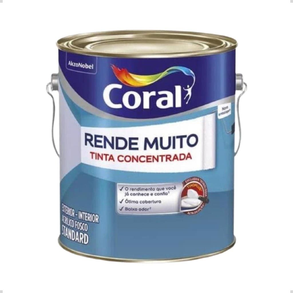 Tinta Acrilica Rende Muito Coral Galão 3,6 L Branco Fosco