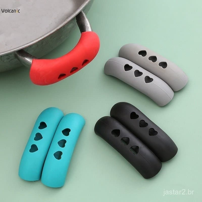 2 Pçs Engrossado Silicone Alça Capa Anti-Queimadura Suportes De Panelas Clipes Luvas De Forno Resistente Ao Calor Pote M