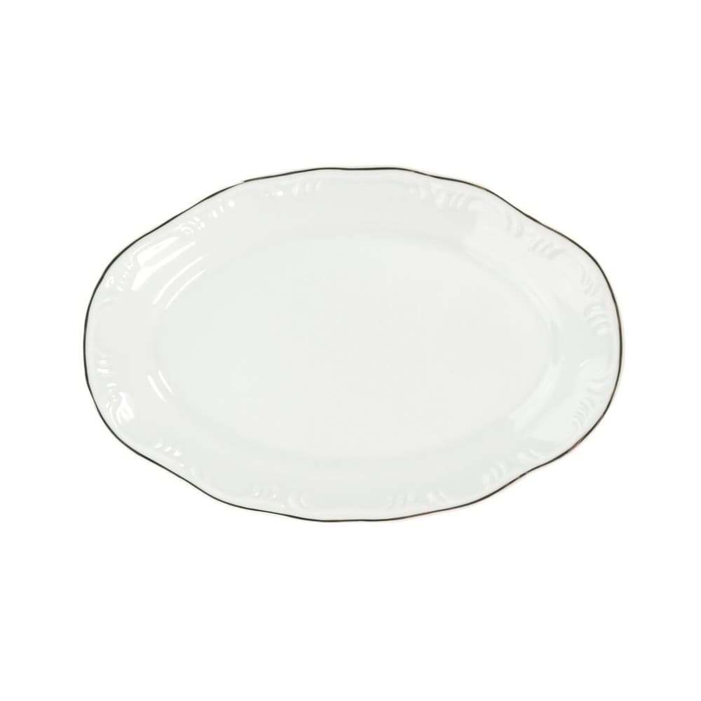 Travessa Rasa Oval 36 cm Porcelana Schmidt - Dec. Filetado Prata Pomerode 0012