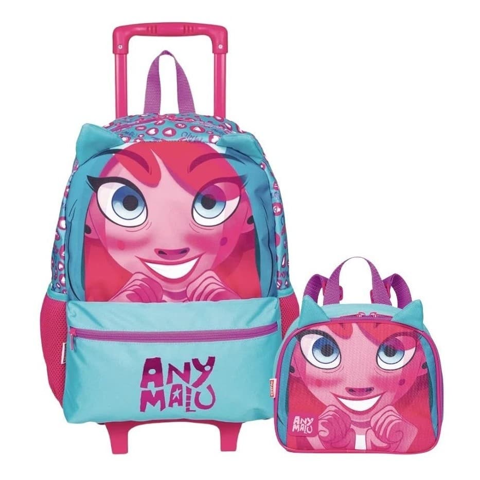 Kit Mochila Rodinhas Infantil Lancheira Anymalu Sestini