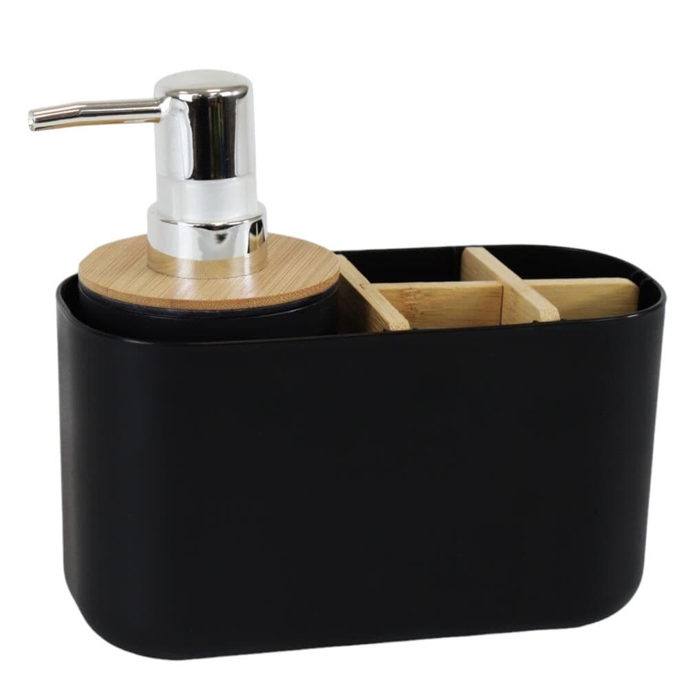 Organizador de Banheiro Mood com Dispenser Pump 280ml Bambu Compacto e Durável
