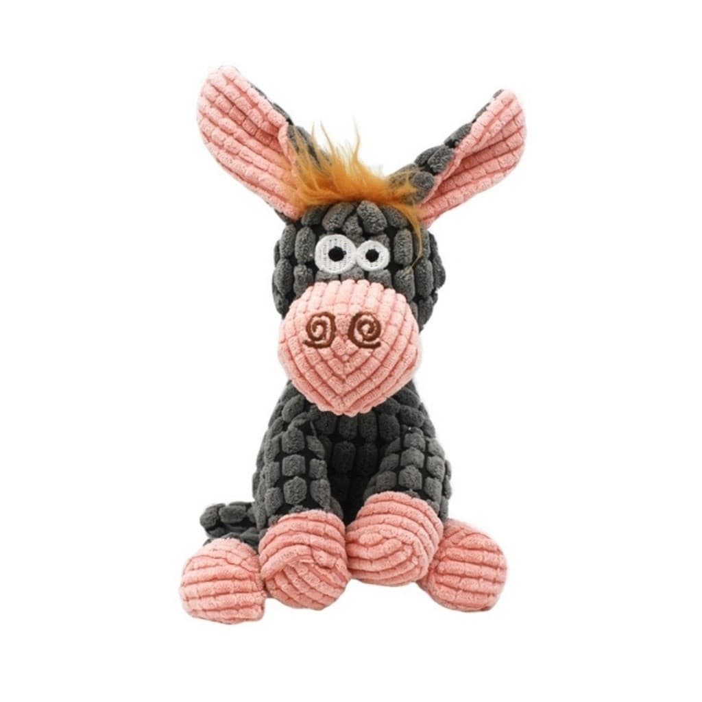 Brinquedo de Pelúcia Burrinho de Corda para Cachorro Cães Pet com Som Apito 3 Modelos Resistente