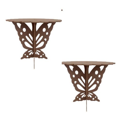 2 Un Mesa Provençal Borboleta Encaixe 62x62x56cm Mdf 6mm Cru