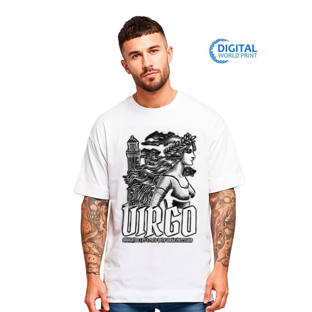 Camiseta Oversized Streetwear Premium Signo Virgem Dtf Ref3028
