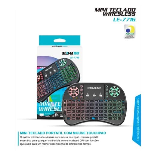 Mini Teclado Controle Sem Fio Para Smart Tv  Box Pc