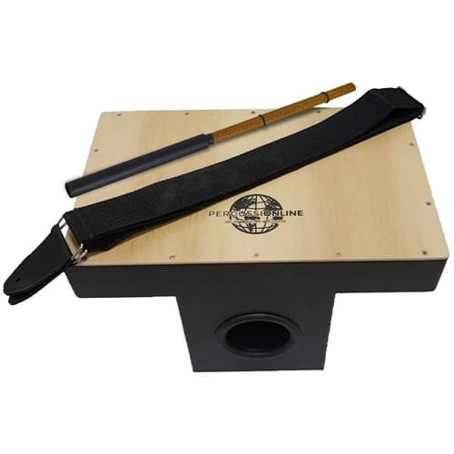 Cajon De Colo Acústico Percussionline + Correia+ Vassourinha Cor Natural