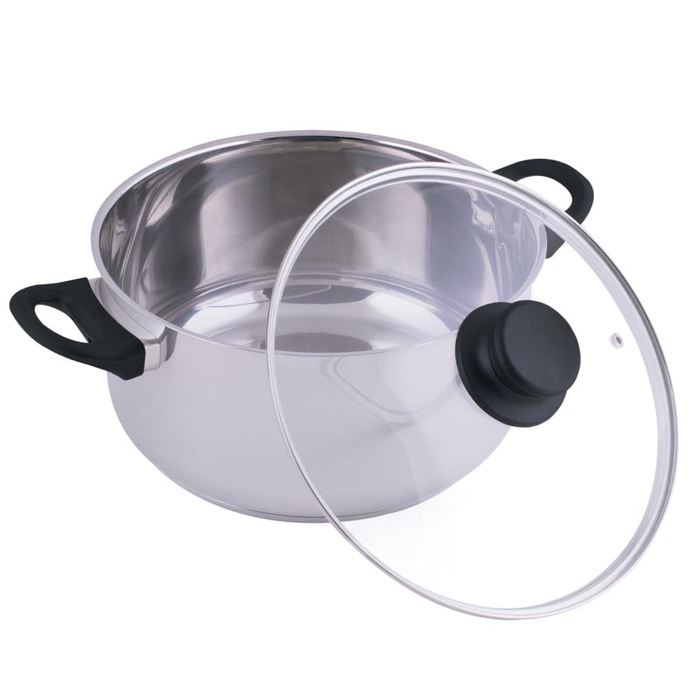 Caçarola Inox Fundo Triplo 3,2 Litros de 21cm Tampa Vidro