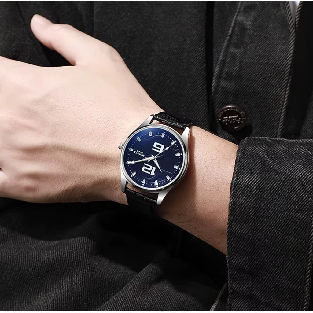 Relógio Masculino Luxo: Simplicidade, Vidro Azulado e Couro Genuíno ⌚💎