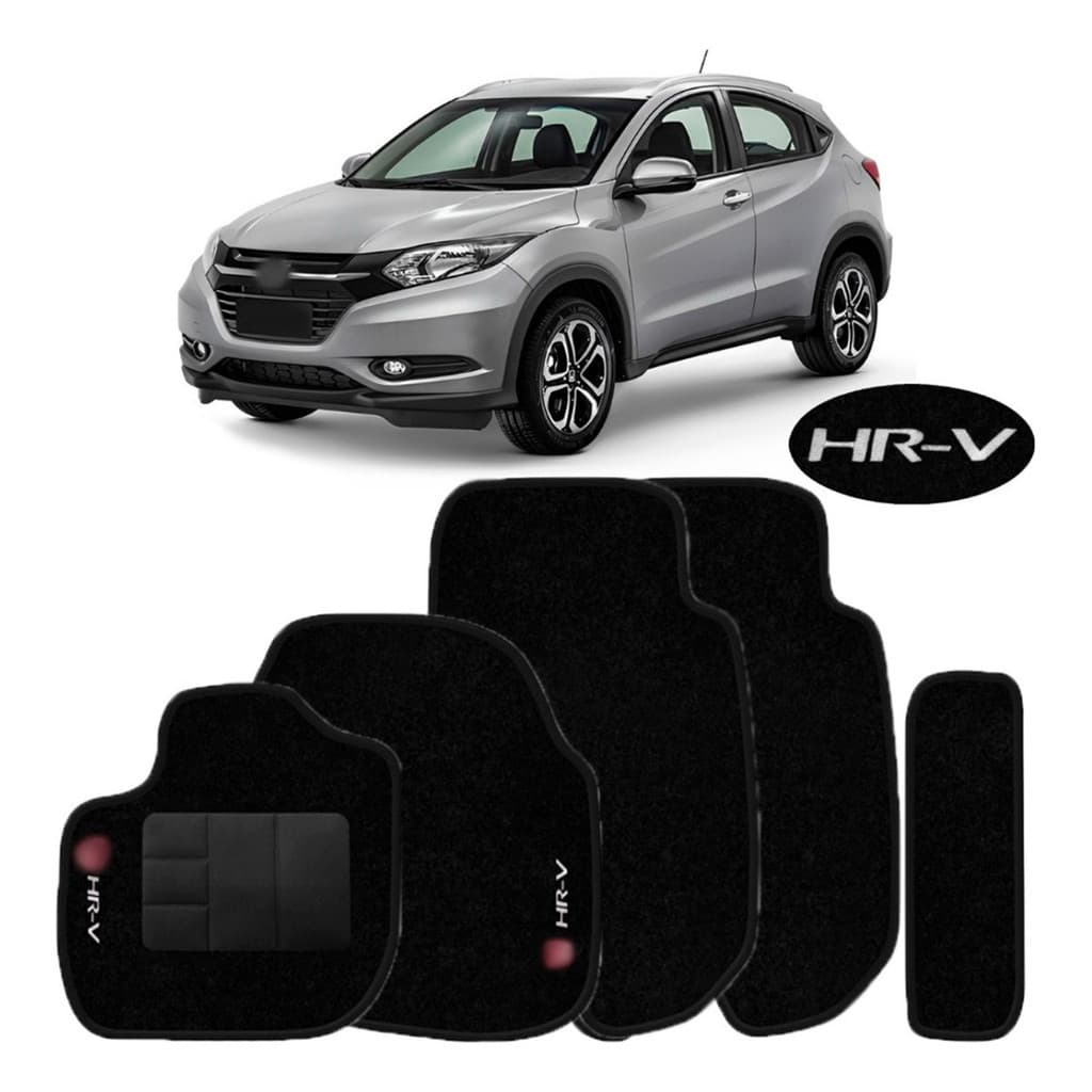 Jogo Tapetes 5 Peças Carpete Preto Hrv 2015 16 17 18 19 2020