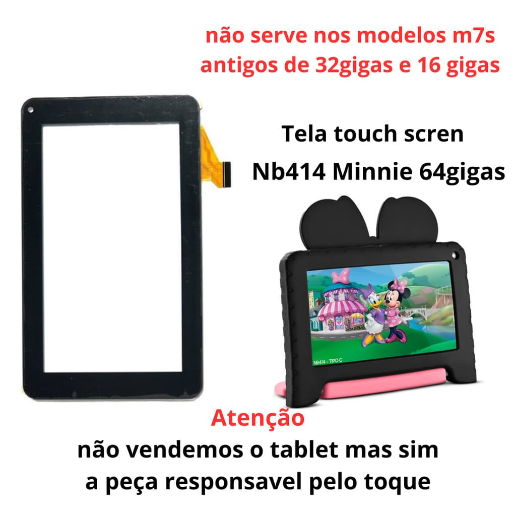 tela touch Tablet Nb413 Mickey 4gb 64gb Multilaser envio ja