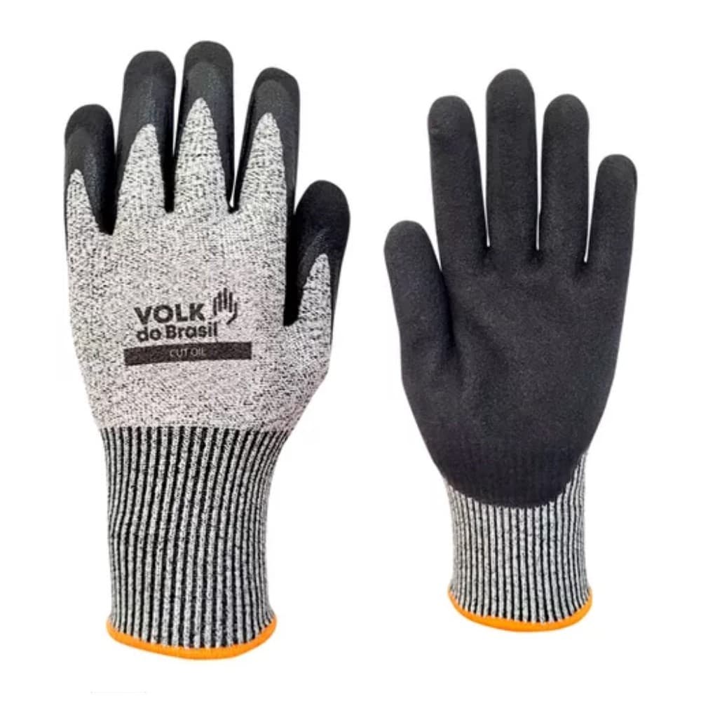 Luva Anticorte Volk Cut Oil Cor CInza/Preto CA 36606