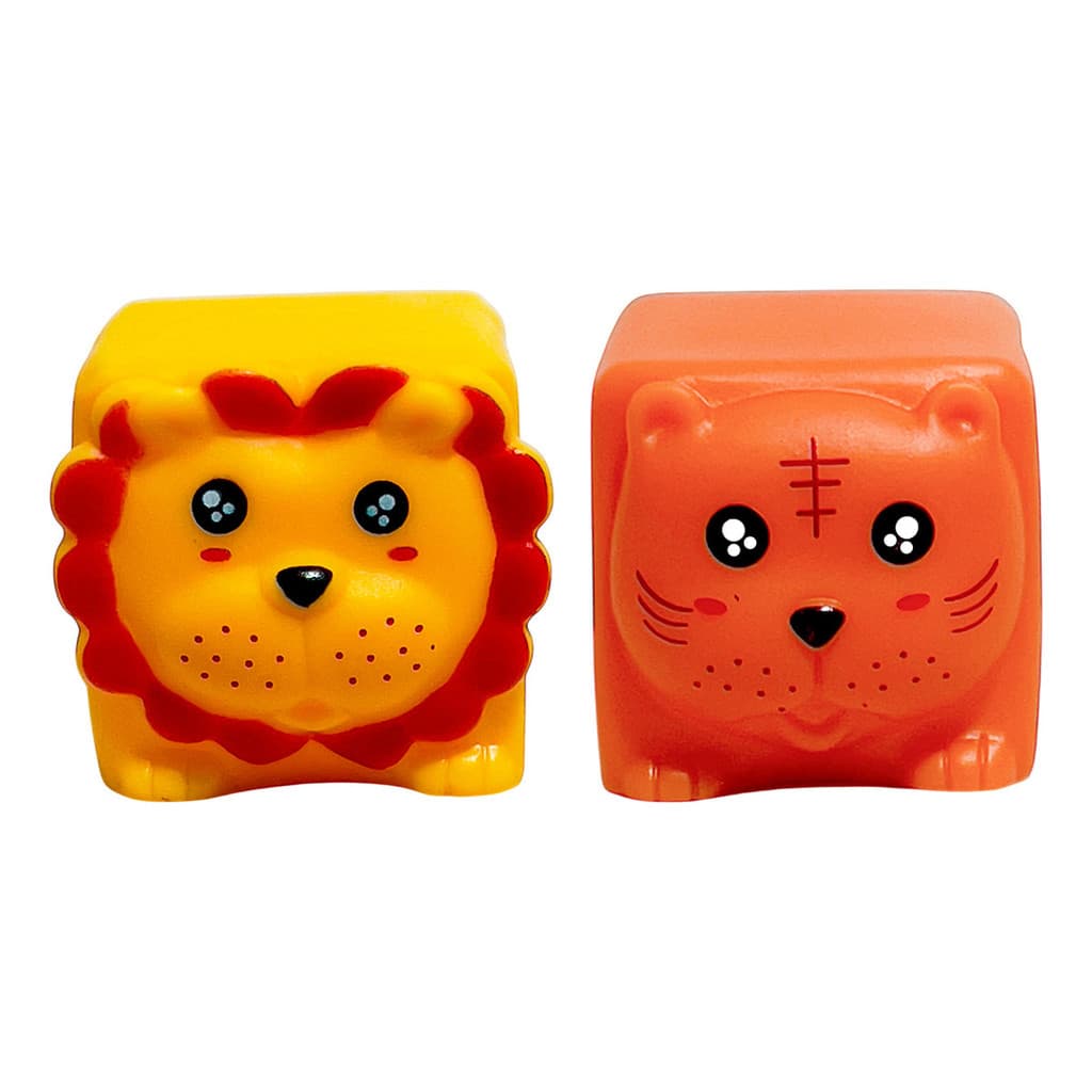 Kit 2 Brinquedos Educativos Mordedor Para Bebê Cubo Macio Empilhar