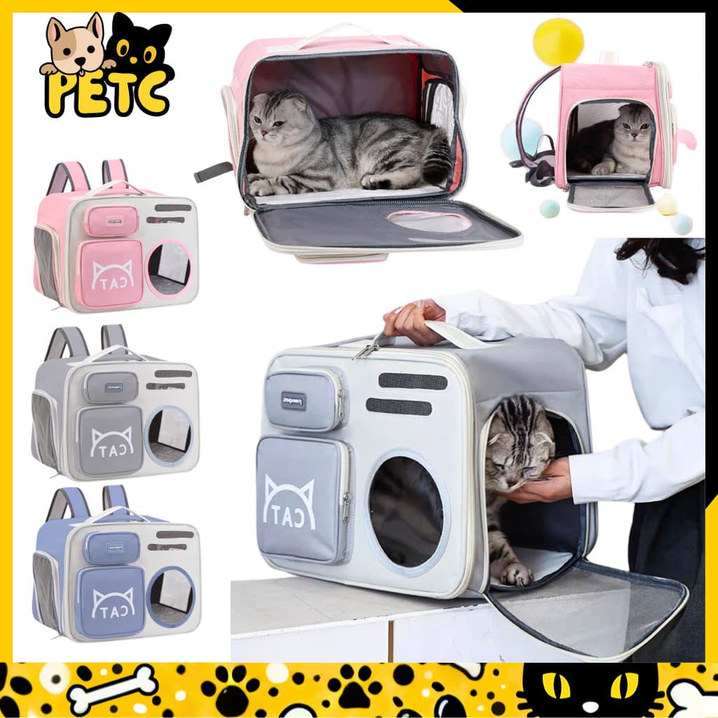 Bolsa Mochila Pet Para Gatos E Cachorros - Transporte Seguro E Confortável - Visão Panorâmica